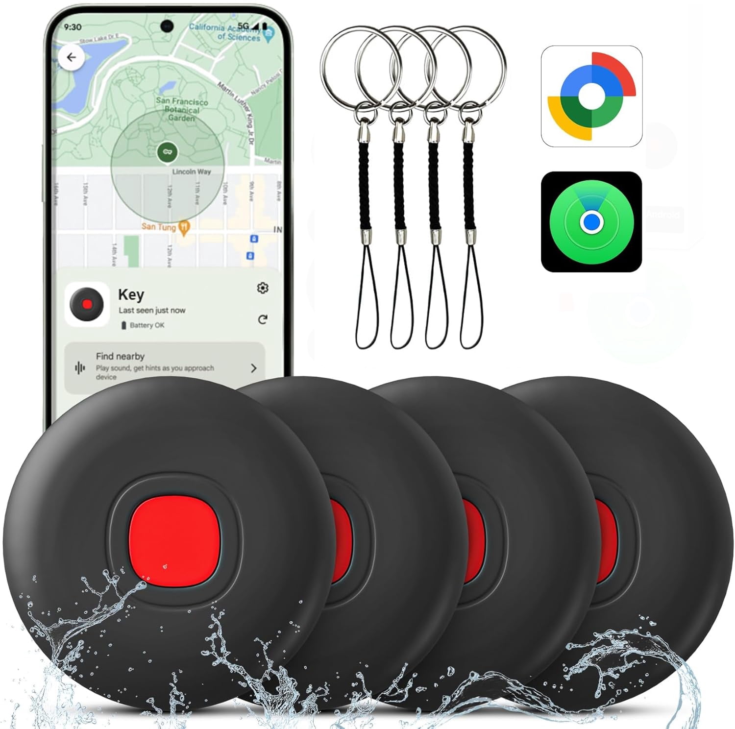 Wrong Duck Air Tracker Tags 4 Pack, Dual System Bluetooth Item Locator ...