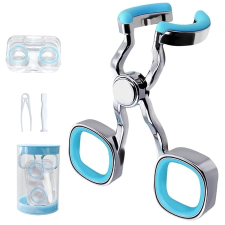 Wrong Duck Contact Lens Applicator Tool, Eye Opener with Soft-Tip Sucker and Tweezer for Easy Insertion & Removal, Includes Portable Travel Case (Blue)