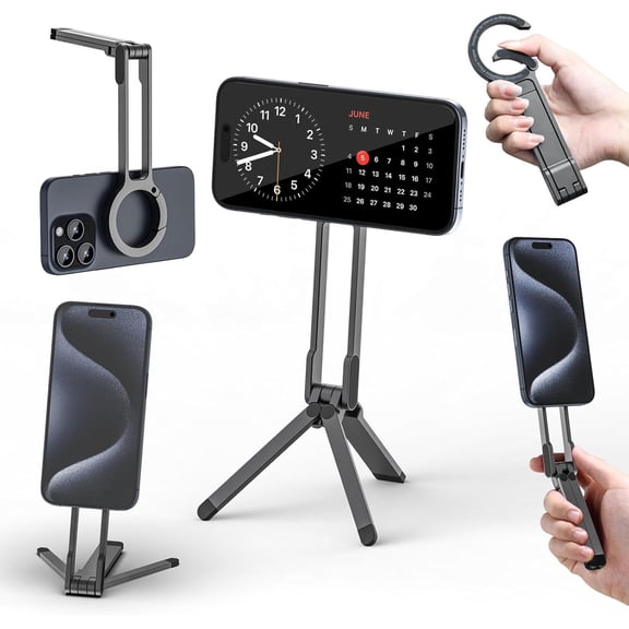 Wrong Duck Magnetic Phone Tripod Stand for iPhone 17/16/15/14/13/12 Series, Aluminum Maglock Mini Pocket Tripod with Strong Magnet, Quick Mount, Foldable Design