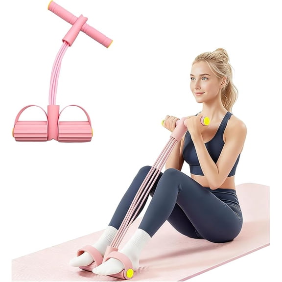 Wrong Duck Multifunctional Pedal Resistance Band with Handle, 4 Tubes for All Weights, Upgrade Heavy-Duty TPE Tubes with 300% Stretch for Full Body Workouts
