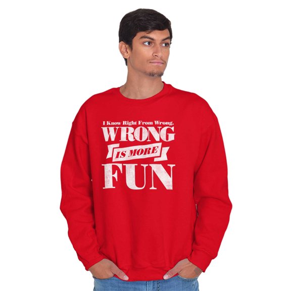 Funny Wrong is More Fun Attitude Joke Unisex Plus Size Sweatshirt Brisco Brands 2X
