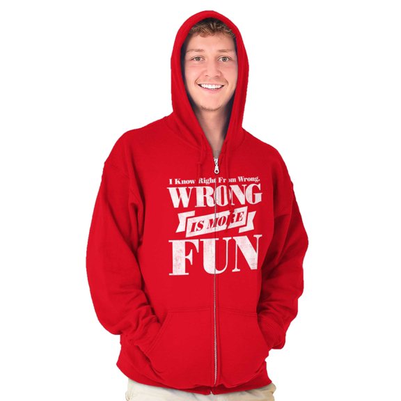 Wrong More Fun Rebellious Gym Workout Zip Up Hoodie Men's Women's Brisco Brands L
