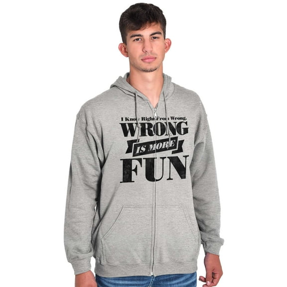 Wrong More Fun Rebellious Gym Workout Zip Up Hoodie Men's Women's Brisco Brands X