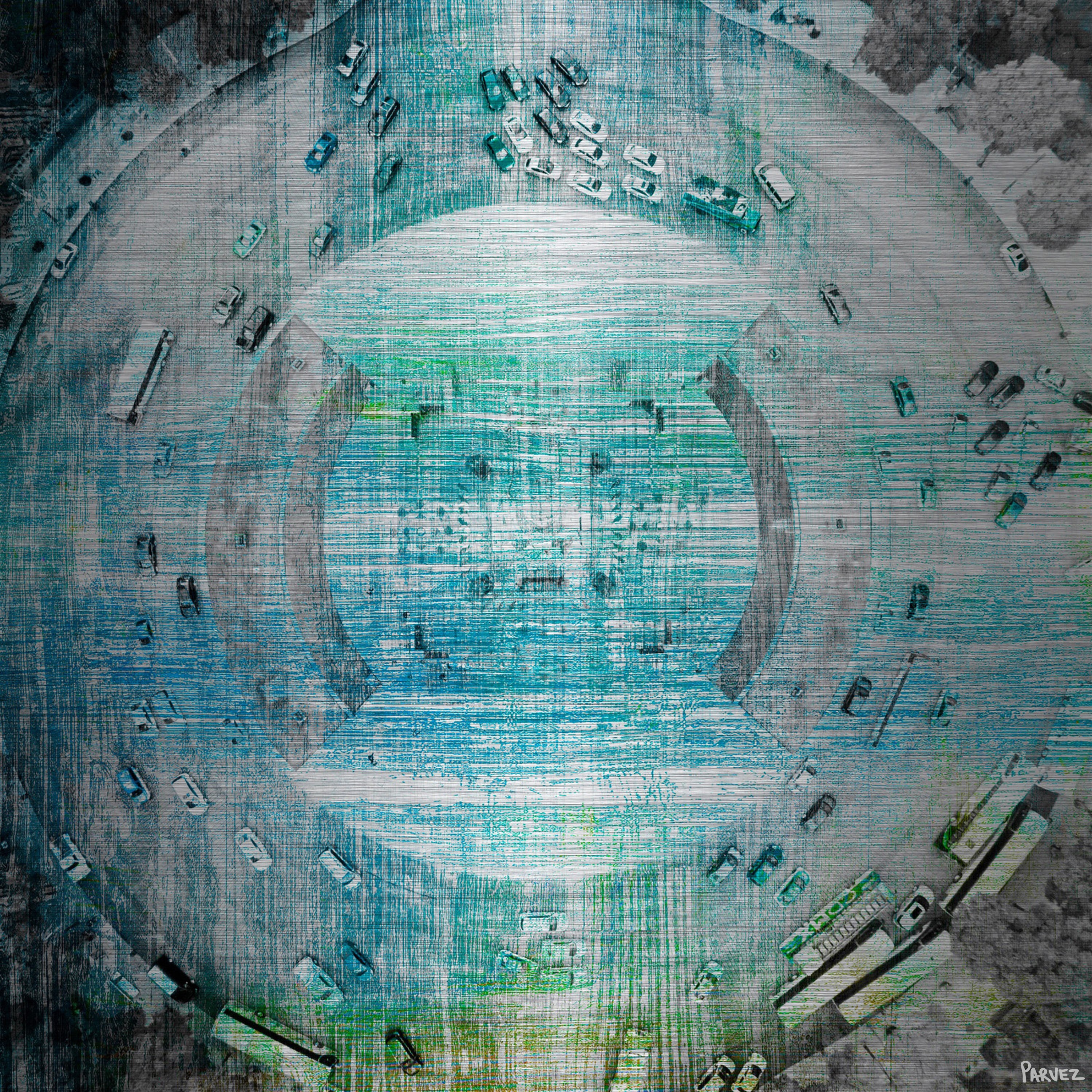 "Wrong Way Circle" Painting Print on Brushed Aluminum