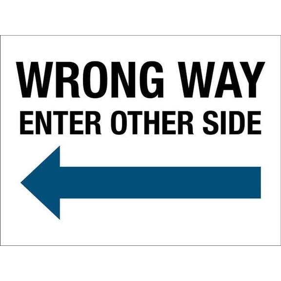 Wrong Way Enter Other Side Left Arrow 8"x12" Rust-Resistant Aluminum Sign - Indoor & Outdoor Use for Fence & Yard