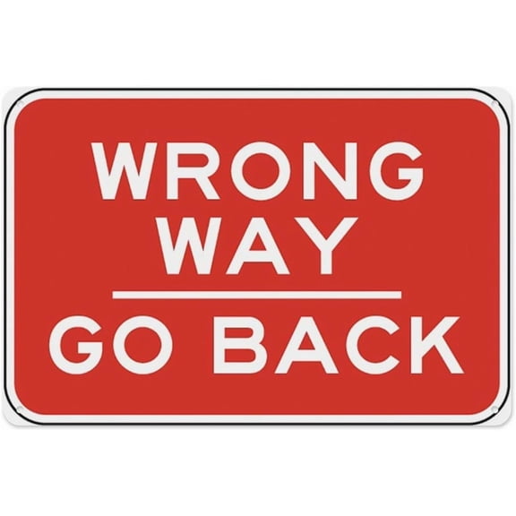 Wrong Way Go Back Sign, Aluminum Tin Warning Signs for Home Outdoor Garden 8"x12", High Visibility Traffic Sign for Parking Lot Driveway