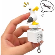 Wrongduck 1 Pack Seagull Clicker Fidget Keychain Rechargeable Sound Button Toy with LED Light Funny Bird Sound Desk Accessory Novelty Gift