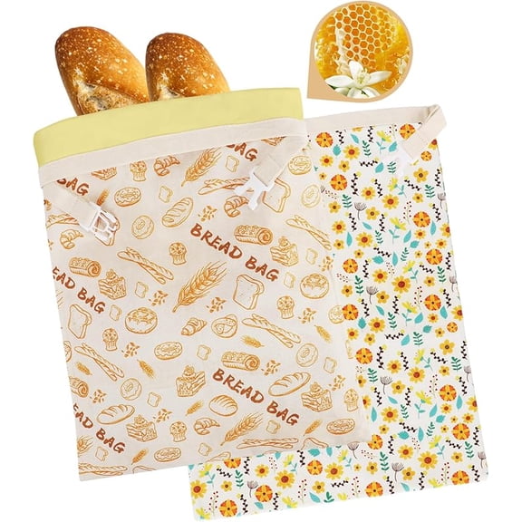 Wrongduck 2-Pack Reusable Beeswax Bread Bags, Extra Large 17x13 Inch Cotton Food Storage Bags for Sourdough & Homemade Bread, Eco-Friendly & Easy to Clean