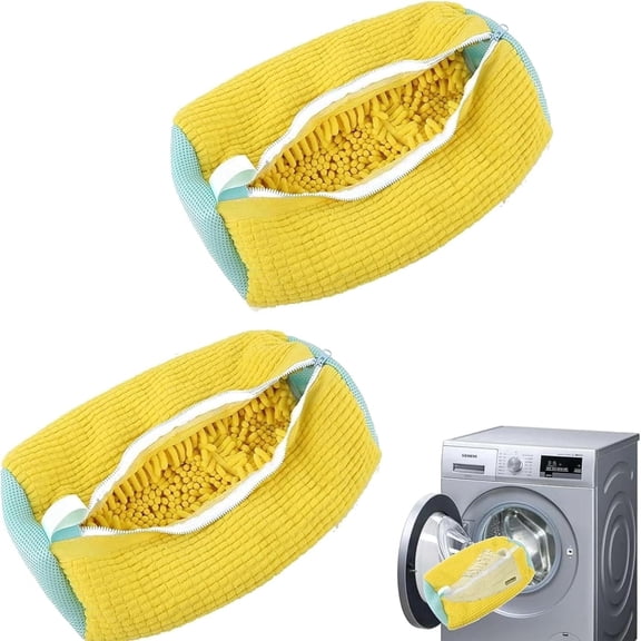 Wrongduck 2-Pack Shoe Washing Bags for Machine, Mesh Sneaker Laundry Bags with Hidden Zipper and Plush Interior, Deep Cleaning and Travel Shoe Organizer Durable Nylon Polyester for Adult & Kids Shoes