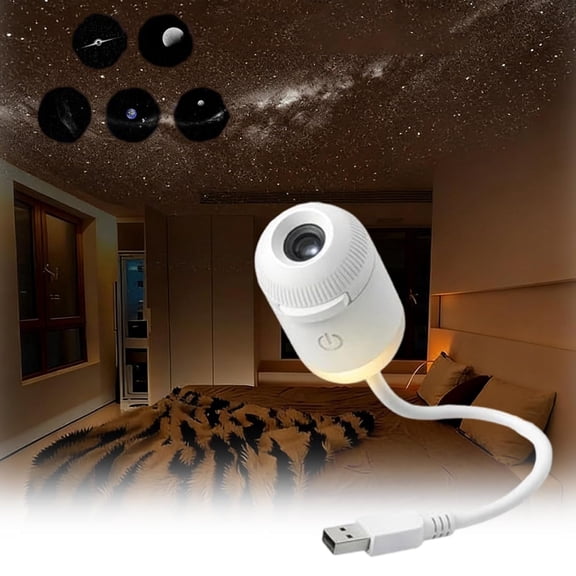 Wrongduck 2 in 1 Galaxy Projector Night Light USB Portable Starry Sky LED Ceiling Projector Mini Wall Lamp for Bedroom Decor (5 Slides)