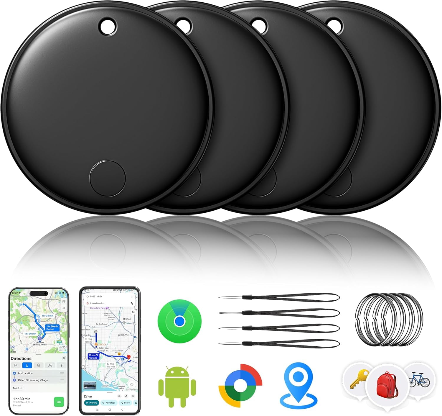 Wrongduck 2026 Air Tracker Smart Tags 4 Pack, Dual System Bluetooth ...