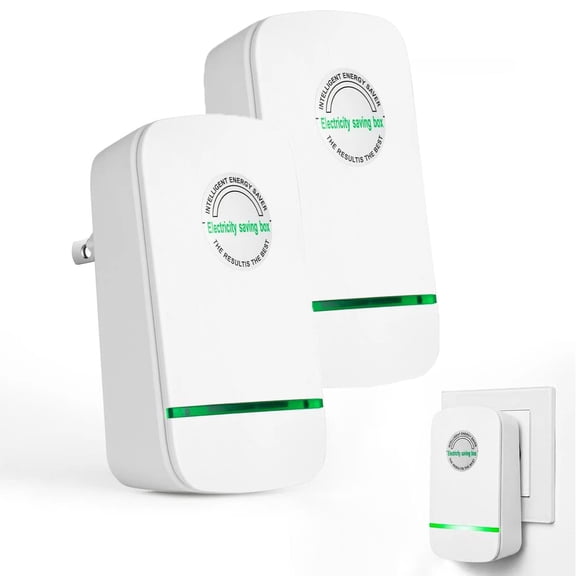 Wrongduck 2Pcs Smart Power Saver Plug, Energy Saving Device with Voltage Stabilizer Surge Protection Compact Outlet Box for Home Office Electrical Use