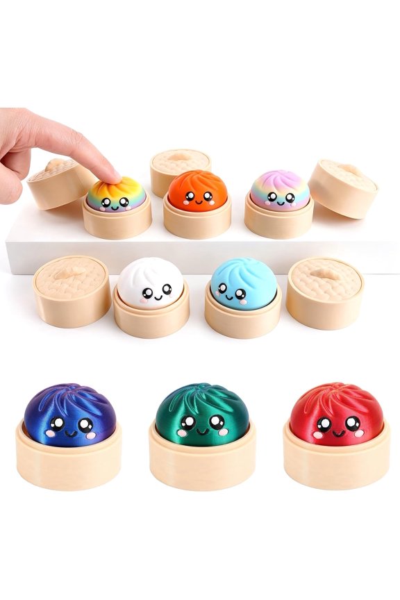 Wrongduck 3 Pack Dumpling Keyboard Fidget Clicker Toy 3D Printed Mechanical Button Desk Gadget Portable Novelty Keychain Accessory for Adults