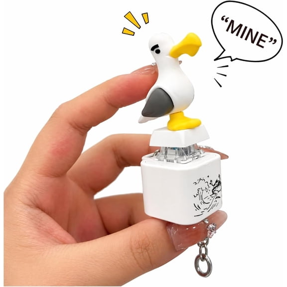 Wrongduck 3 Pack Seagull Clicker Fidget Keychain Rechargeable Sound Button Toy with LED Light Funny Bird Sound Desk Accessory Novelty Gift