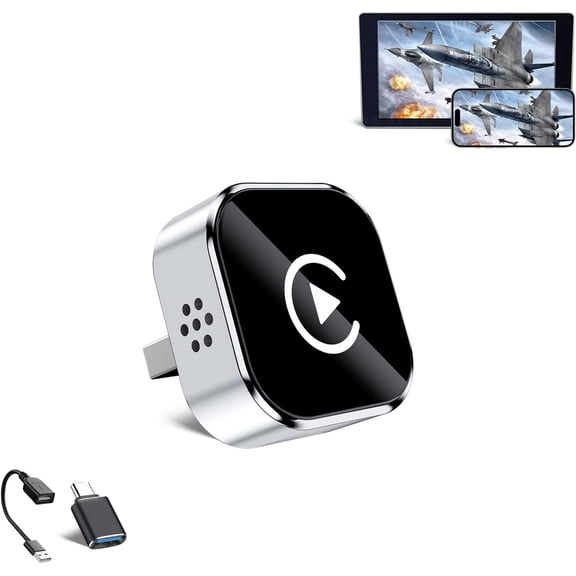 Wrongduck 4 in 1 Wireless CarPlay Adapter 2026 Upgrade, Screen Mirror Link Car Adapter with WiFi 6 Bluetooth 5.4, 4K Streaming, Multi Device Connection USB-C