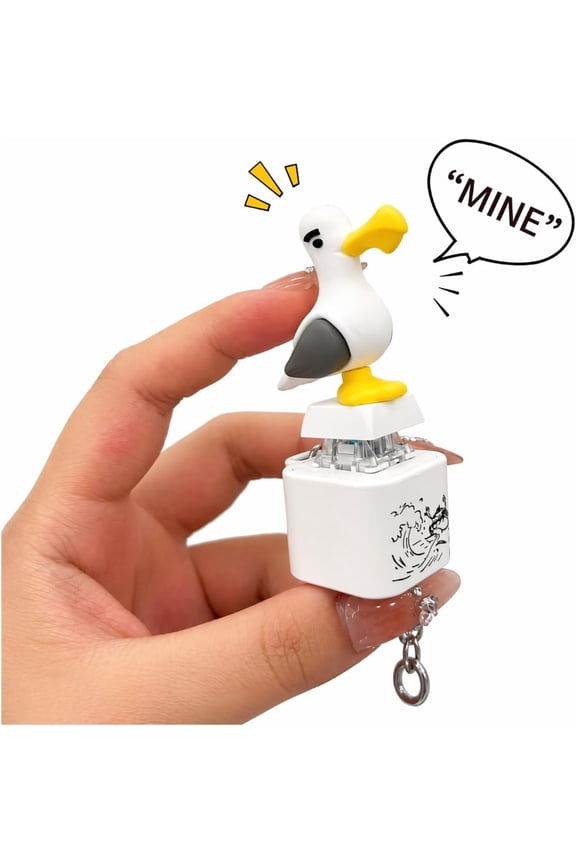 Wrongduck 4 Pack Seagull Clicker Fidget Keychain Rechargeable Sound Button Toy with LED Light Funny Bird Sound Desk Accessory Novelty Gift