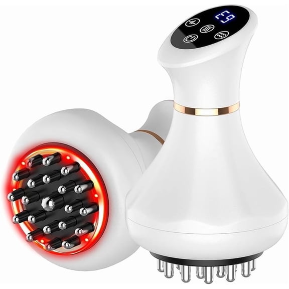Wrongduck 4-in-1 Electric Body Massager, Cordless Anti-Cellulite Sculpting Tool with Heating Vibration and Light, Handheld Skin Smoothing Massage Device