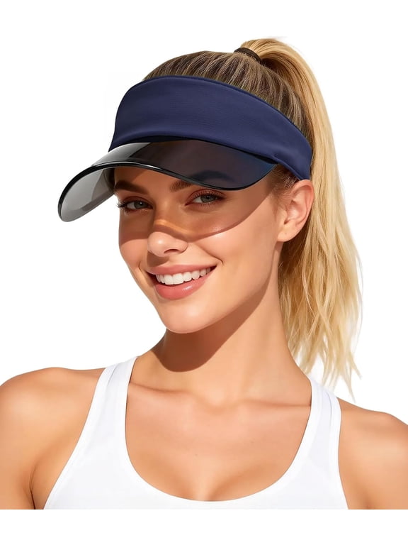 Wrongduck Adjustable Sun Visor Hat 2026 Upgrade Transparent Wide Brim UPF 50+ Lightweight Drawstring Cap Clear UV Shield for Golf Pickleball Travel