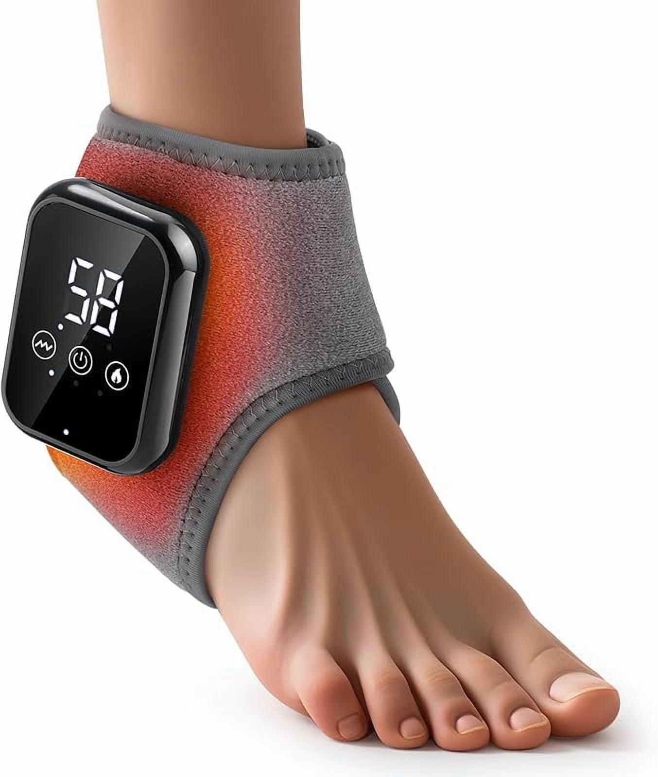 Wrongduck Ankle Massager with Heat – Rechargeable Foot and Ankle Heating Pad Wrap with Vibration, Adjustable Fit for Pain Relief, Achilles Tendonitis, Plantar Fasciitis, 2000mAh Battery