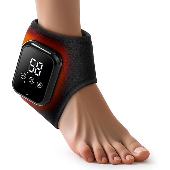 Wrongduck Ankle Massager with Heat – Rechargeable Foot and Ankle Heating Pad Wrap with Vibration, Adjustable Fit for Pain Relief, Achilles Tendonitis, Plantar Fasciitis, 2000mAh Battery
