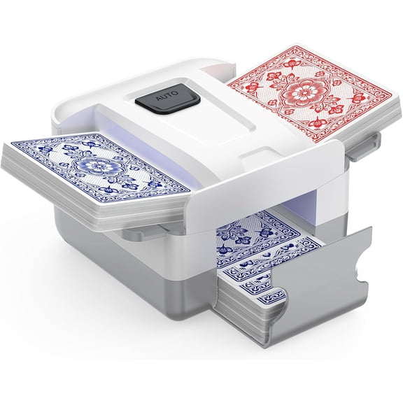 Wrongduck Automatic Card Shuffler, Rechargeable Electric Shuffling Machine for 1–2 Decks, Low Noise Portable Card Shuffler for Poker, UNO, Blackjack