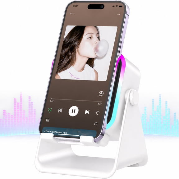 Wrongduck Bluetooth Speaker with Adjustable Phone Stand, 5-in-1 Wireless Induction Speaker, RGB Light, Rechargeable Audio Dock for Smartphones and Tablets