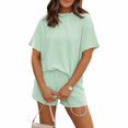 thumbnail image 1 of Carlikeit Casual Summer Matching Set for Women, Ribbed Short Sleeve Top and Shorts Outfit with Pockets, Loose Fit Cruise and Vacation Lounge Set, 1 of 6