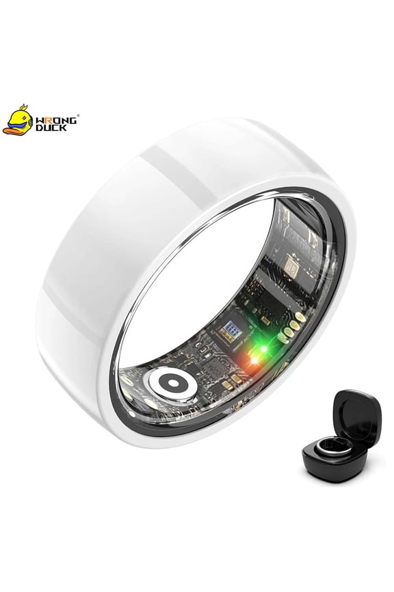 Wrongduck Ceramic Fitness Tracking Ring for Women Men, Bluetooth Activity Tracker Ring, Sleep Tracking, Waterproof Design, No Subscription, Wireless Charging, iOS & Android