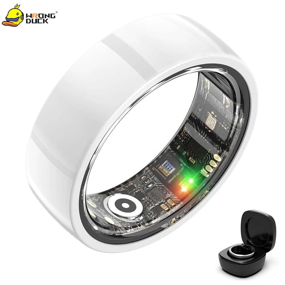Wrongduck Ceramic Fitness Tracking Ring for Women Men, Bluetooth Activity Tracker Ring, Sleep Tracking, Waterproof Design, No Subscription, Wireless Charging, iOS & Android