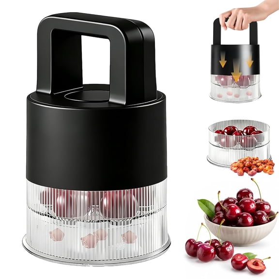 Wrongduck Cherry Pitter 2026 Upgraded 7-in-1 Cherry Pit Remover Tool with 1.5 Inch Large Slots, Transparent Pit Container, Dishwasher Safe Fruit Corer
