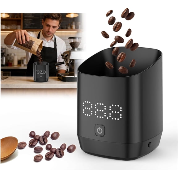 Wrongduck Coffee Bean Dosing Cup with LED Scale Digital Espresso Grounds Measurer 2.12 oz Precision USB Rechargeable Coffee Tool Black
