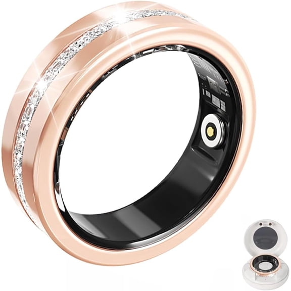 Wrongduck Diamond Fashion Fitness Tracking Ring for Women No Subscription Waterproof Activity Ring with Multi Sport Modes for iOS Android