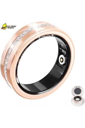 Wrongduck Diamond Fashion Fitness Tracking Ring for Women No Subscription Waterproof Activity Ring with Multi Sport Modes for iOS Android