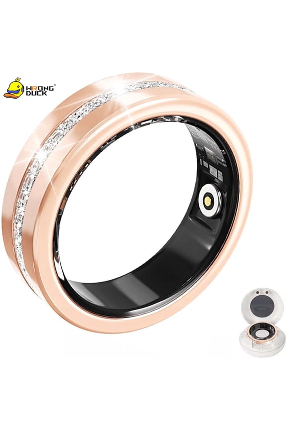 Wrongduck Diamond Fashion Fitness Tracking Ring for Women No Subscription Waterproof Activity Ring with Multi Sport Modes for iOS Android