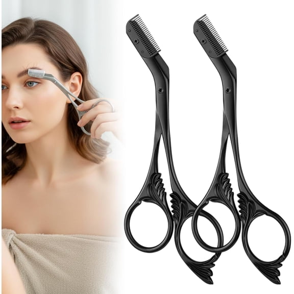 Wrongduck Eyebrow Trimmer Scissors with Comb 2026 Upgrade, Stainless Steel Precision Brow Cutter, Multipurpose Grooming Tool for Eyebrows Facial Hair Makeup Kit