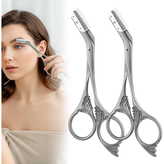Carlikeit Eyebrow Trimmer Scissors with Comb 2026 Upgrade, Stainless Steel Precision Brow Cutter, Multipurpose Grooming Tool for Eyebrows Facial Hair Makeup Kit