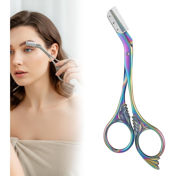 Wrongduck Eyebrow Trimmer Scissors with Comb 2026 Upgrade, Stainless Steel Precision Brow Cutter, Multipurpose Grooming Tool for Eyebrows Facial Hair Makeup Kit