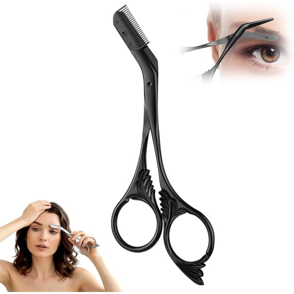Carlikeit Eyebrow Trimmer Scissors with Comb 2026 Upgrade, Stainless Steel Precision Brow Cutter, Multipurpose Grooming Tool for Eyebrows Facial Hair Makeup Kit