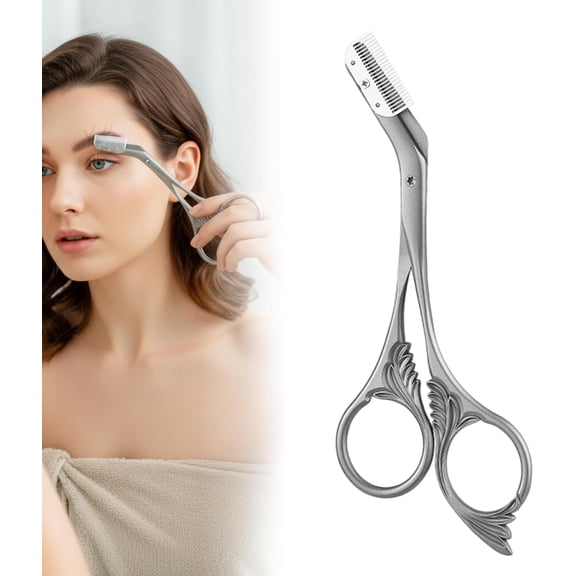 Wrongduck Eyebrow Trimmer Scissors with Comb 2026 Upgrade, Stainless Steel Precision Brow Cutter, Multipurpose Grooming Tool for Eyebrows Facial Hair Makeup Kit