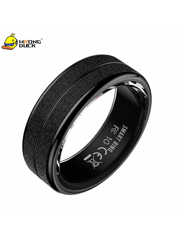 Wrongduck Fitness Tracking Ring with Stainless Steel Matte Finish, IP68 Waterproof Design, Sleep and Activity Tracking Ring with Magnetic Charging Cable