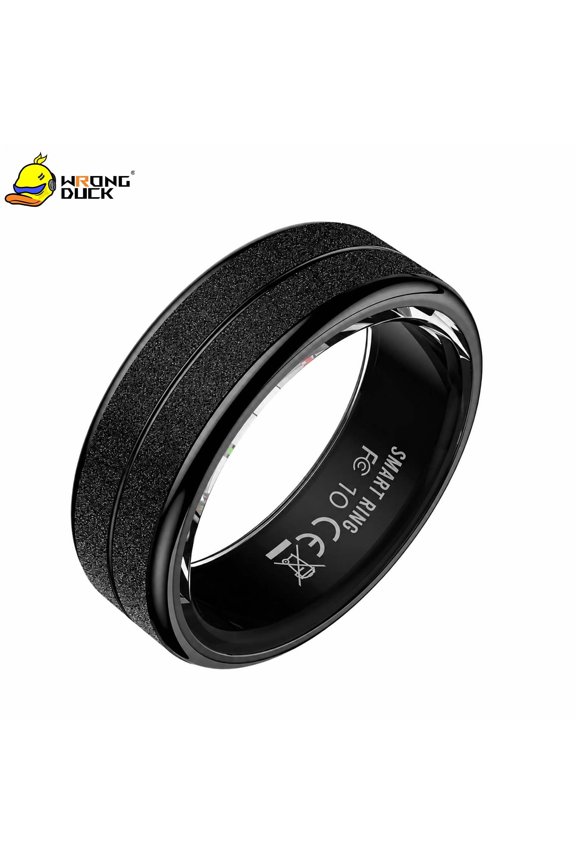 Wrongduck Fitness Tracking Ring with Stainless Steel Matte Finish, IP68 Waterproof Design, Sleep and Activity Tracking Ring with Magnetic Charging Cable