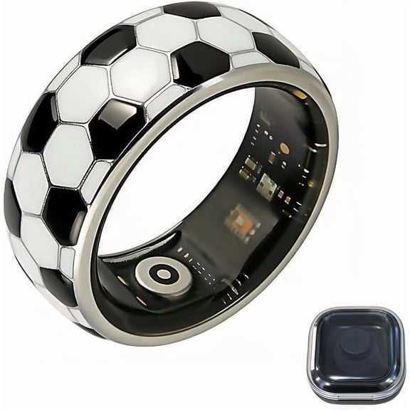 Wrongduck Football Mart Ring for Men & Women, Soccer Design Activity Tracker Ring with Sleep & Daily Activity Tracking, IP68 Waterproof, No Subscription, iOS & Android Compatible