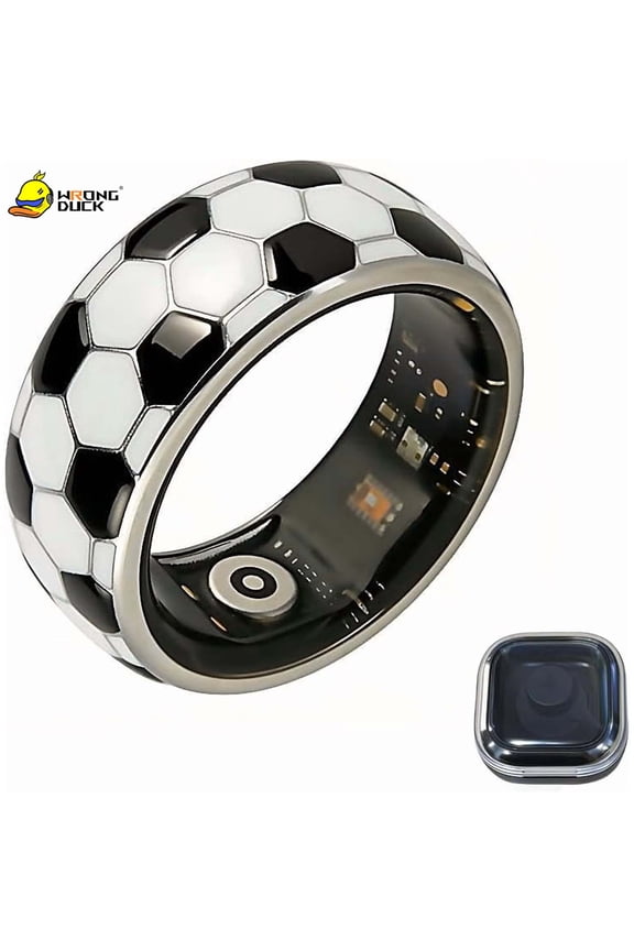Wrongduck Football Mart Ring for Men & Women, Soccer Design Activity Tracker Ring with Sleep & Daily Activity Tracking, IP68 Waterproof, No Subscription, iOS & Android Compatible