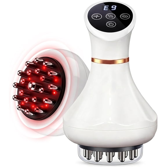 Wrongduck Full Body Massage Device, Microcurrent Heat Vibration Sculpting Tool with LED Light, Rechargeable Wireless Massager for Arms Legs Waist Belly Back