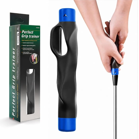 Wrongduck Golf Grip Trainer for Right-Handed Golfers, Non-Slip Golf Training Aid with Ergonomic Finger Guides, Swing Alignment Practice Tool for Most Clubs