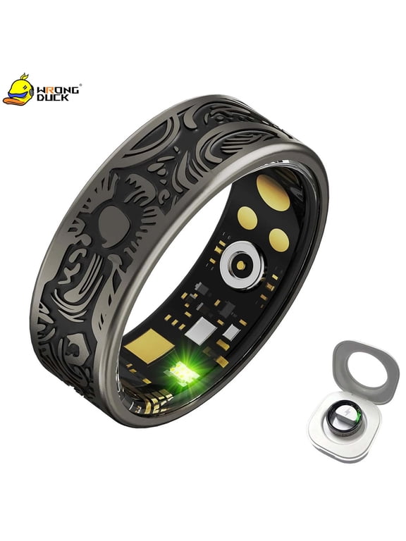 Wrongduck Gothic Fitness Tracking Ring for Women Men, Bluetooth Activity Tracker Ring with Sleep Tracking, Multi-Sport Modes, Remote Camera Control, No Subscription