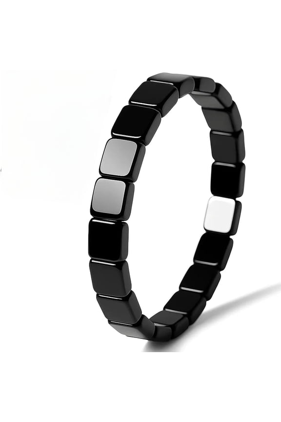 Wrongduck Hematite Bracelet for Men, Natural Hematite Stone Beaded Stretch Bracelet, Minimalist Masculine Jewelry for Daily Wear, Confidence-Inspired Design