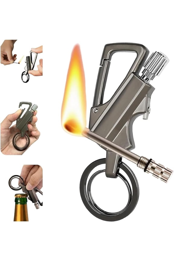 Wrongduck Infinite Keychain Lighter, Reusable Waterproof Permanent Match with Bottle Opener, Portable Outdoor Survival Lighter for Camping, Hiking, BBQ (1 Pack)