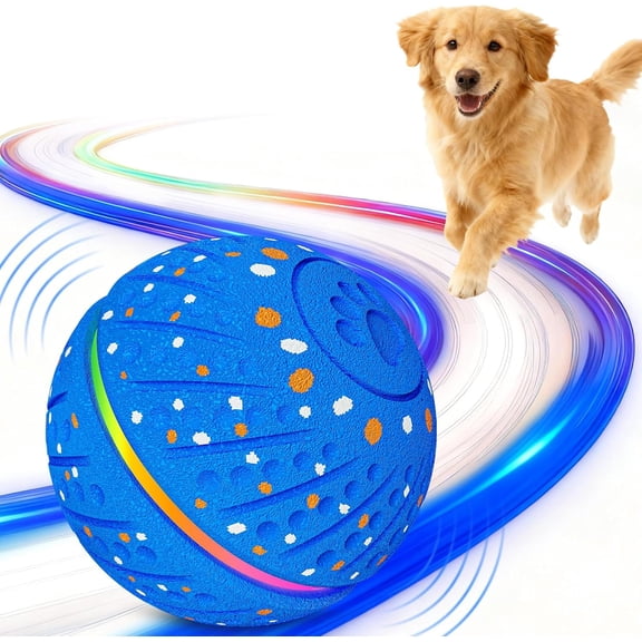 Wrongduck Interactive Dog Ball Toy, Smart Moving Bouncing Ball with RGB Lights, E-TPU Automatic Rolling Toy with 3 Play Modes for Small Medium Dogs