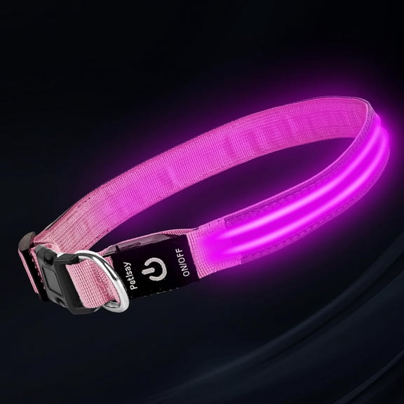 Wrongduck LED Dog Light Up Collar Rechargeable Waterproof Reflective Adjustable Glow Collar for Night Walking Camping Hiking High Visibility Pet Collar